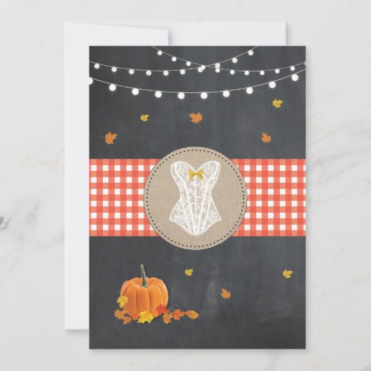 Bridal Lingerie Dusche Party Pumpkin Fall in Liebe Einladung (Rückseite)