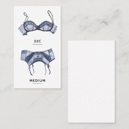 Bridal Lingerie Size Insert Card (Vorne/Hinten)
