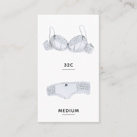 Bridal Lingerie Size Insert Card (Vorderseite)