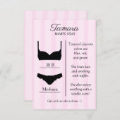 Bridal Lingerie Size Insert Card (Vorne/Hinten)