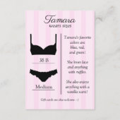 Bridal Lingerie Size Insert Card (Vorderseite)