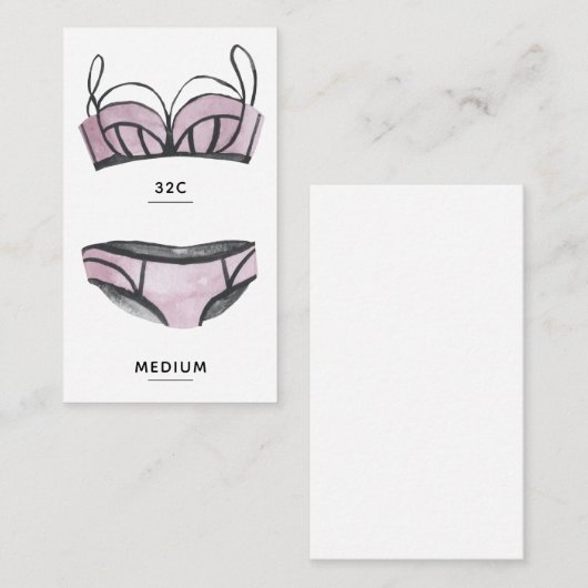 Bridal Lingerie Size Insert Card (Vorne/Hinten)