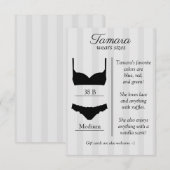 Bridal Lingerie Size Insert Card (Vorne/Hinten)