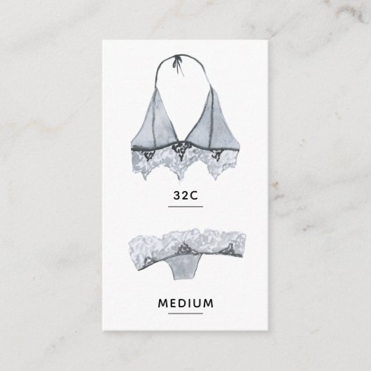 Bridal Lingerie Size Insert Card (Vorderseite)