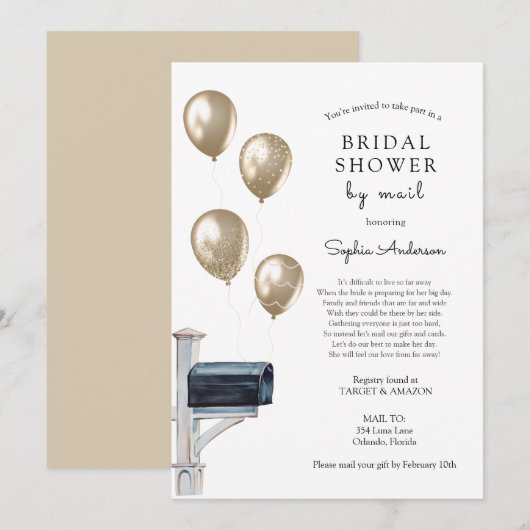 Bridal Long Distance Dusche per Mail Einladung (Vorne/Hinten)