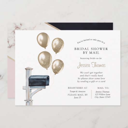 Bridal Long Distance Dusche per Mail Einladung (Vorne/Hinten)