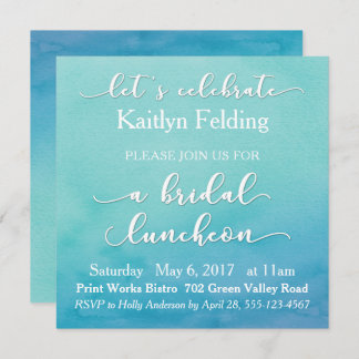 Bridal Luncheon Aquamarin & Blue Watercolor Ombre Einladung
