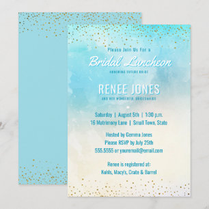 Bridal Luncheon  Aquamariner Blauer Wasserfarbendu Einladung