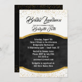 Bridal Luncheon | Black Gold Glitzer Brautparty Einladung (Vorne/Hinten)