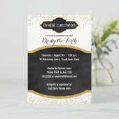 Bridal Luncheon | Black Gold Glitzer Brautparty Einladung (Stehend Vorderseite)