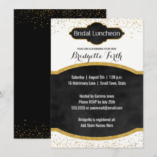 Bridal Luncheon | Black Gold Glitzer Brautparty Einladung
