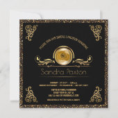 Bridal Luncheon Black Gold| Hochzeitliches Brautpa Einladung (Vorderseite)