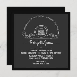 Bridal Luncheon Black Silver Wedding Brautparty Einladung