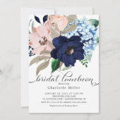 Bridal Luncheon, Blume für Navy Blue und Blush Einladung (Vorderseite)