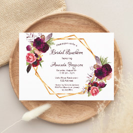 Bridal Luncheon Blumengeometrie, weiß bordeauxrot Einladung