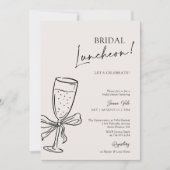 Bridal Luncheon Champagne Black Bow Brautparty Einladung (Vorderseite)