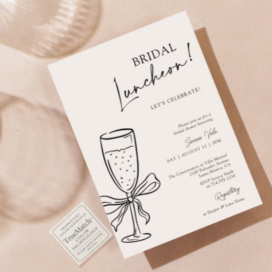 Bridal Luncheon Champagne Black Bow Brautparty Einladung