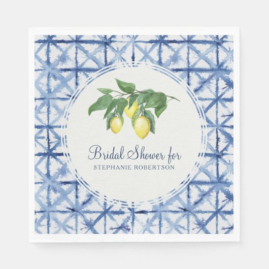 Bridal Luncheon Citrus Lemon Leaf Foliage Shibori Serviette (Vorderseite)