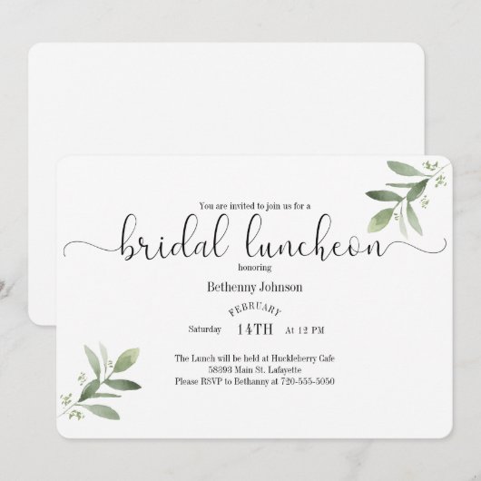 Bridal Luncheon Einladung (Vorne/Hinten)