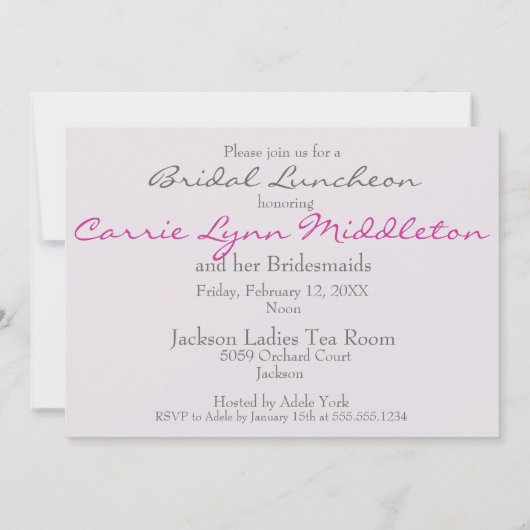 Bridal Luncheon Einladung (Rückseite)