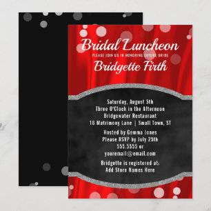 Bridal Luncheon   Elegantes Rotes Schwarzes Brautp Einladung