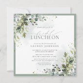 Bridal Luncheon Floral Dusty Blue Eucalyptus Einladung (Vorderseite)