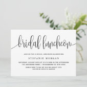 Bridal Luncheon Hübsche Kalligraphie in Schwarz un Einladung (Stehend Vorderseite)