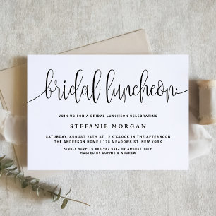 Bridal Luncheon Hübsche Kalligraphie in Schwarz un Einladung