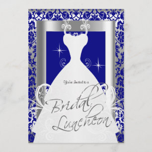 Bridal Luncheon in Royal Blue Damask & Silver Einladung