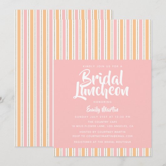 Bridal Luncheon Modern Pink Gold Brautparty Inv Einladung (Vorne/Hinten)