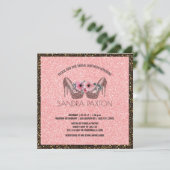 Bridal Luncheon Pink Glitzer | Polterabend Einladung (Stehend Vorderseite)