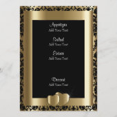 Bridal-Menü in Gold und Black Damask Menükarte (Rückseite)