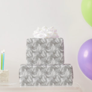 Bridal mit grauem und weißem Federmuster Geschenkpapier