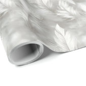 Bridal mit grauem und weißem Federmuster Geschenkpapier (Rolleneckpunkt)