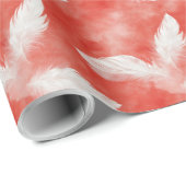 Bridal mit rotem und weißem Federmuster Geschenkpapier (Rolleneckpunkt)