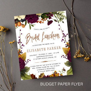 Bridal Mittagessen fallen Budget Brautparty Flyer
