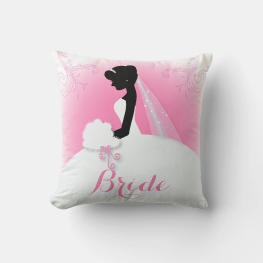 Bridal Mrs Right Pink Braut Silhouette Kissen (Vorderseite)