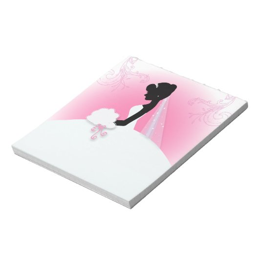 Bridal Mrs Right Pink Braut Silhouette Notizblock (Rotiert)