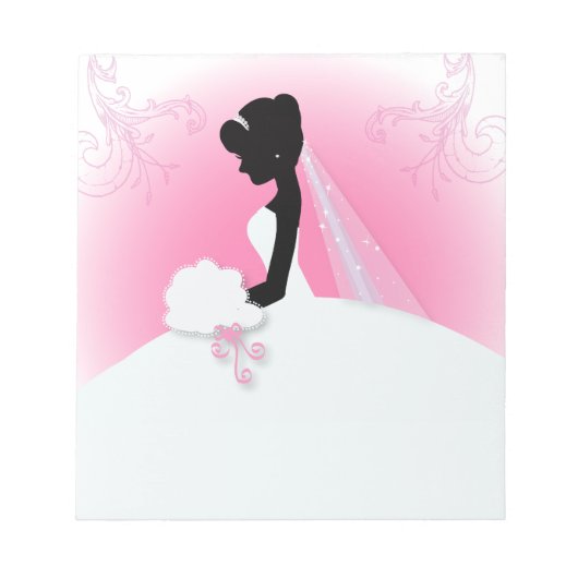 Bridal Mrs Right Pink Braut Silhouette Notizblock (Vorderseite)