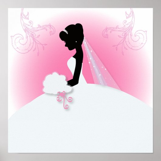 Bridal Mrs Right Pink Braut Silhouette Poster (Vorne)