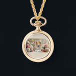 Bridal necklace watch-gold armbanduhr<br><div class="desc">Timeless elegance meets romantic charm with this Happily Ever After gold necklace watch. Featuring delicate champagne glasses tied with satin bows and framed by soft roses, this piece is both a graceful accessory and a meaningful keepsake. Perfect for brides, bridesmaids, or as a heartfelt gift, it adds a classic touch...</div>