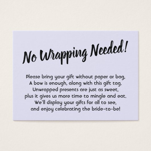 Bridal No Wrap Shower Lavender Gift Card (Vorderseite)