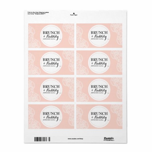 Bridal oder Baby Dusche Lace Mini Champagne Label (Vorne)