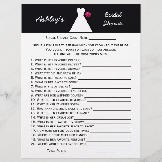 Bridal oder Polterabend Party Game — Bridal Gown (Vorderseite)