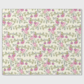 Bridal Pink Aquarell Blume auf Cremeuntergrund Geschenkpapier (Flach)