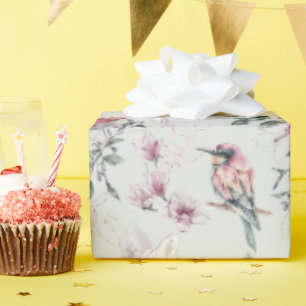 Bridal Pink Blume und Vögel Geschenkpapier