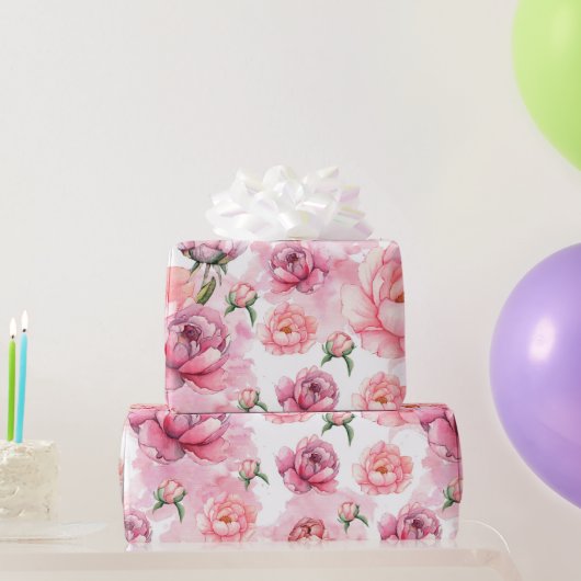 Bridal Pink Peonies Wrapping Paper Geschenkpapier (Partygeschenke)