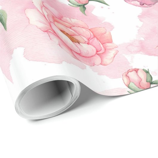 Bridal Pink Peonies Wrapping Paper Geschenkpapier (Rolleneckpunkt)