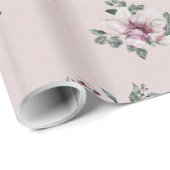 Bridal Pink Wasserfarbe und Vögel auf Rosa Geschenkpapier (Rolleneckpunkt)