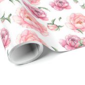 Bridal Pink Watercolor Peonies Geschenkpapier (Rolleneckpunkt)
